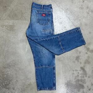 Vintage Dickies Double Knees Carpenter Jeans Mens 36" Workwear Blue Denim Pants